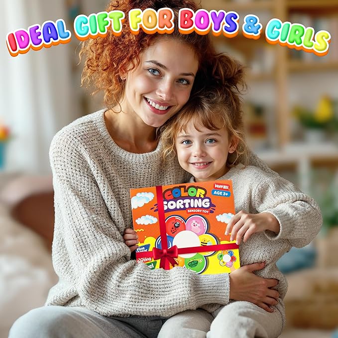 Color Sorting Sensory Toys for Toddlers & Kids, Preschool Fine Motor Skills for Autism, Fidget Color Matching Travel Toys, Calm Down Toy, Birthday Gifts for Boys & Girls