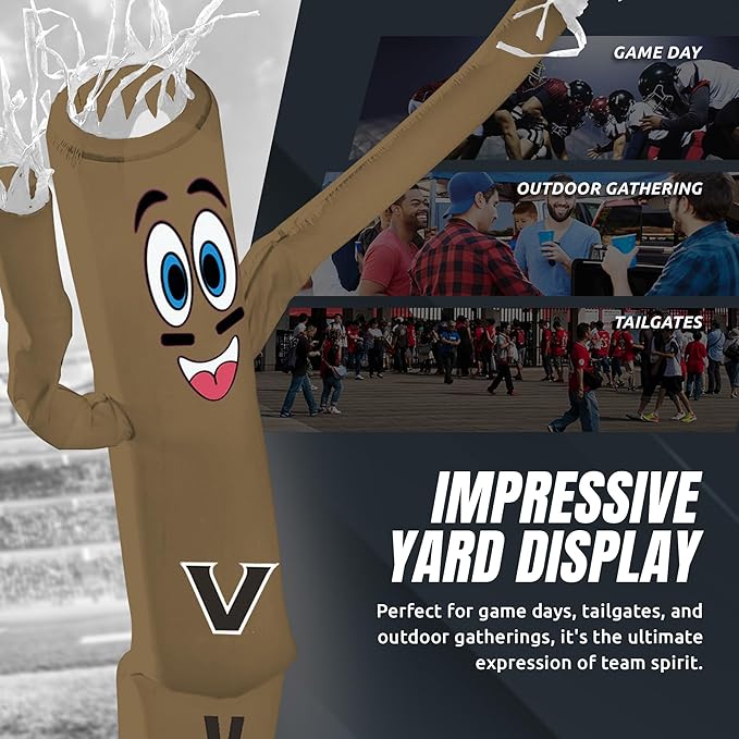 NCAA Vanderbilt Commodores Football Wacky Waving Inflatable Tube Guy with LED Lights & Built-in Blower - 6" x 36" x 96" Inflatable Tube Man Crazy Sports Fan Outdoor Party Decoration