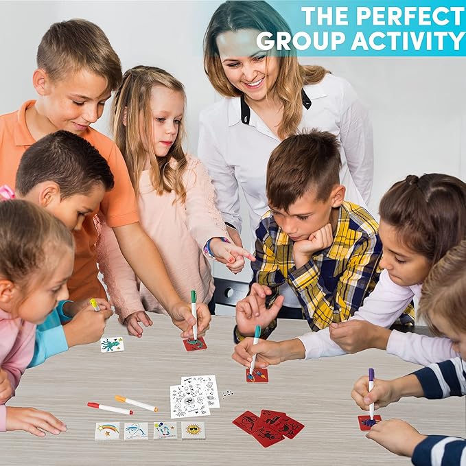Hula Home Magnetic Mini Tile Art Kit with Markers - Kids Crafts & DIY Arts Magnets for Girls & Boys - Self Adhesive Magnet for Fridge, Locker - Fun Party Favors for Outdoor Activities