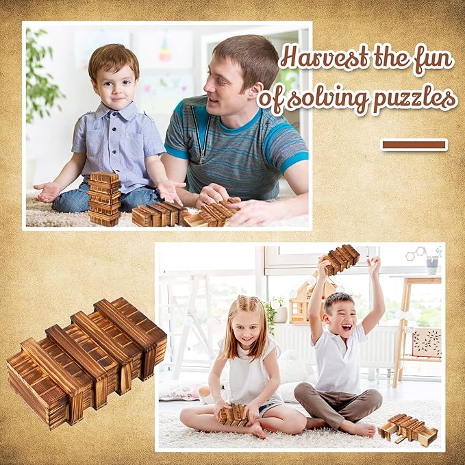 Yilloog 4 Pcs Secret Puzzle Box for Adults Puzzle Boxes with Compartments Secret Puzzle Drawer Wooden Box Game for Adults