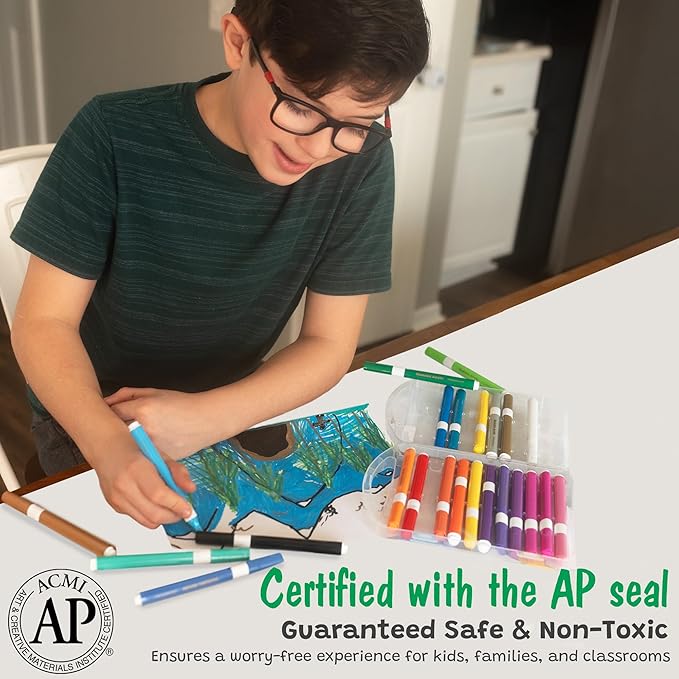 The Pencil Grip Magic Stix Washable Acrylic Markers for Kids and Teens, 36 Non-Toxic Colors, Allergen-Free, Vibrant Paint Pens for Crafting and DIY