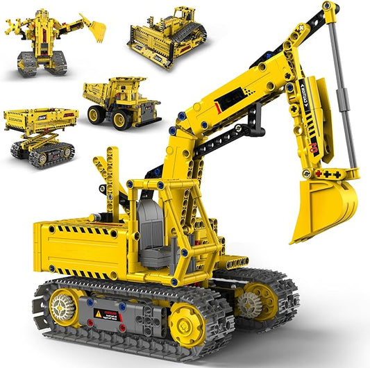 STEM Robot Construction Toys for Kids - Remote-Controlled Excavator Engineering Kit with 555 Pieces, Motor Module, Educational Boy Toys Age 8-10, Science Kits for Kids Age 8-12