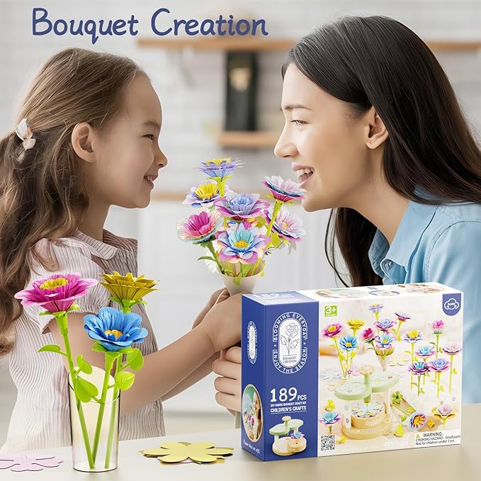 Crafts for Girls 8-12,Craft Kits DIY Fabric Flower Bouquet,Build Your Own Flowers,Toys for 8-12 Years Old,Educational Arts & Crafts Activity, Gardening Pretend Play, 8-12 Year Old Girl Birthday Gifts
