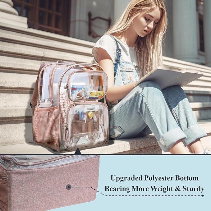 PACKISM Clear Backpack for School - 17 inch Large Heavy Duty Clear Bookbag, See Through PVC Backpacks (for age 12 above)
