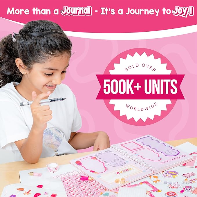 jackinthebox DIY Journal for Girls Ages 8-12, 242 pcs, Journaling kit, Tween Scrapbook, Includes 10 Mental Health Exercises, Girls Diary 8 9 10 11 12 Years