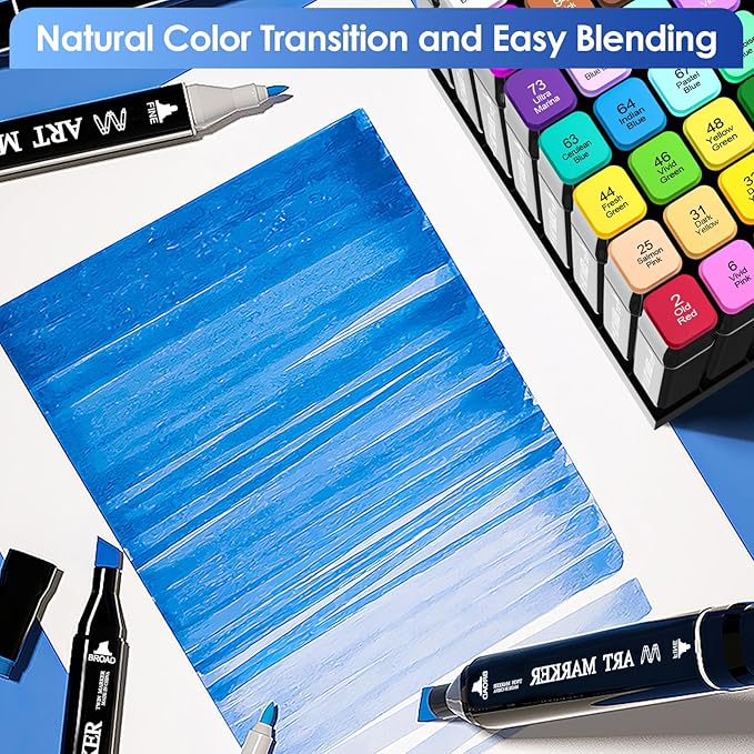 Banral 48 Colors Alcohol Markers Set, Dual Tip Alcohol Based Markers, Art Markers Pens for Artists Kids Adult Coloring, Permanent Illustration Sketch Markers for Drawing with Case and Holders