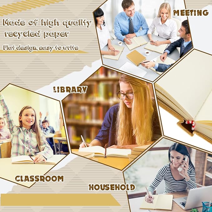 Henoyso 8 Pcs A5 Blank Notebooks Journals Bulk 100 Sheets/200 Pages Unlined Craft Notebooks Kraft Sketchbooks Hardcover for Writing Drawing for Gifts Students School Office, 8.3 x 5.7 in (Brown)