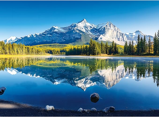500 Piece Puzzle for Adults, Mountain Lake Jigsaw Puzzle with Trees and Reflections, Scenic Nature Puzzles for Adults 500 Pieces, Relaxing Jigsaw Puzzle for Family and Friends, 20.5x15 in