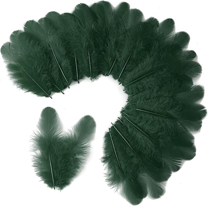 Soarer 300pcs Blackish Green Rooster Feathers Bulk - 3-5inch Craft Feathers for Wedding Home Party, Dream Catcher Supplies and DIY Crafts(Blackish Green)