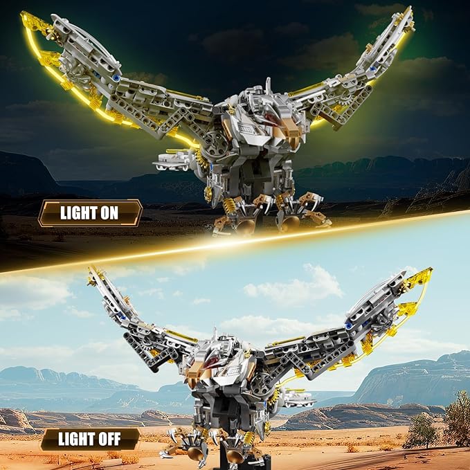 Ideas Mechanical Eagle Building Set with Light, Compatible with Lego Animal, Rotatable Eagle Building Blocks Toy for Adults, STEM Gift for Girls Boys Teens Age 12+ (1168 PCS)
