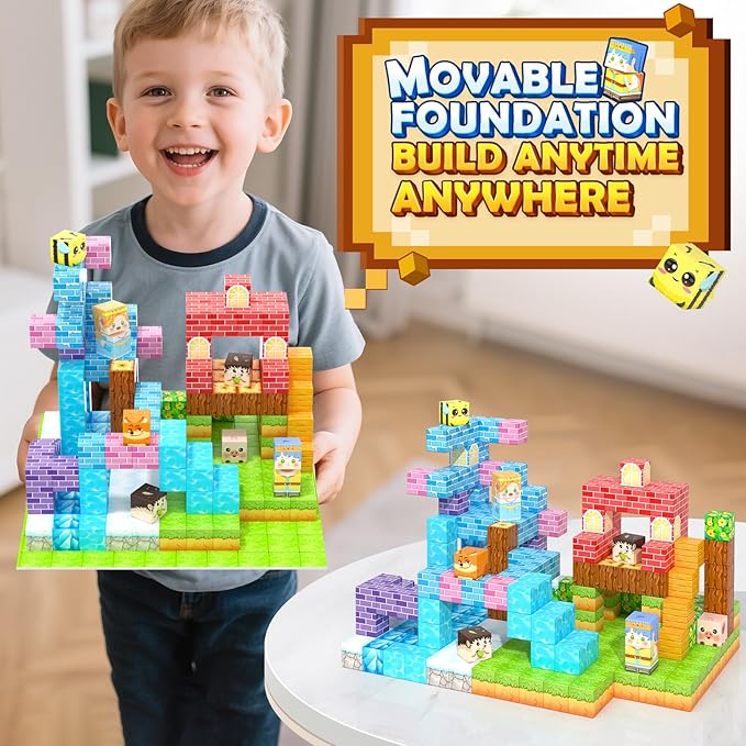 Magnetic Blocks 150PCS Magnet Building Blocks Girls Boys Toys Ages 3-5 6-8 10-12 STEM Building Kids Toys, Build Mine Magnet World Educational Gift for Boys and Girls Ages 3+