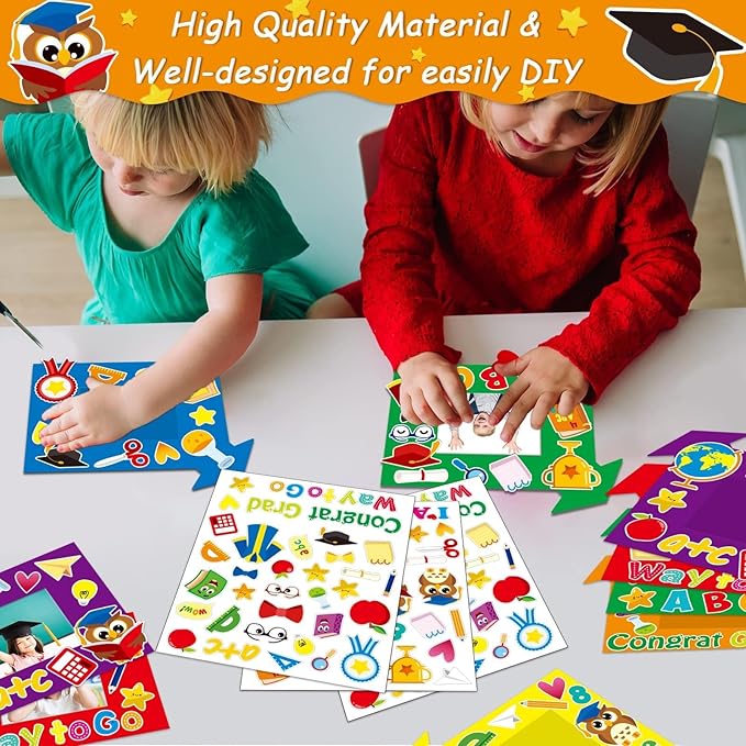 30 Packs Preschool Graduation Craft Kits for Kids Congrats Grad DIY Picture Frame Craft Art Class of 2025 Kindergarten Graduation Party Favor Decorations Home Classroom Gifts Game Activities