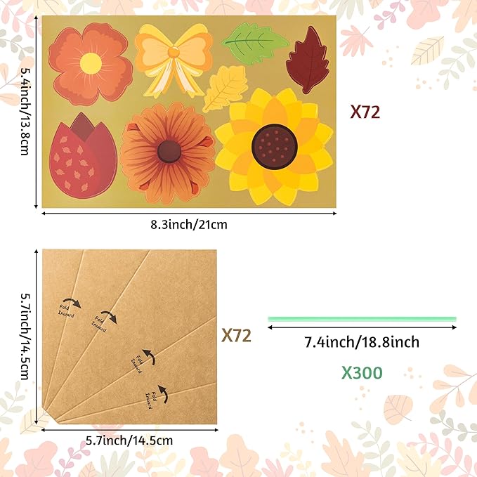 BeYumi Fall Flower Bouquet Craft Kit - 24Pcs Make Your Own Thankful Autumn Florals for Kids, Thanksgiving DIY Gift, School Classroom Home Fun Activities