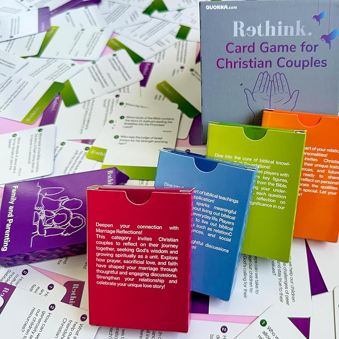 QUOKKA Rethink Conversation Cards Game - Christian Couples Edition | Premium Version | Religious Gift | Relationship Connection - Great Board Game for Married Husband & Wife