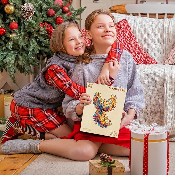 Wooden Puzzles for Adults - Flameborn Wooden Jigsaw Puzzle, Unique Animal Shaped Wood Puzzles Adult, Christmas Birthday Gifts for Friends/Family, Home Decor 11.4 * 7.6in 120pcs