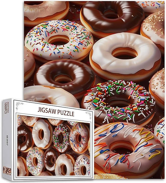 Tucocoo 1000 Piece Jigsaw Puzzles for Adults Donut Sweets Painting Puzzle Vanilla Sweets Art 27 x 20 inch 1000 Pieces Puzzles for Challenging Family Activity Game Colorful DIY Puzzle Wall Decor Gifts