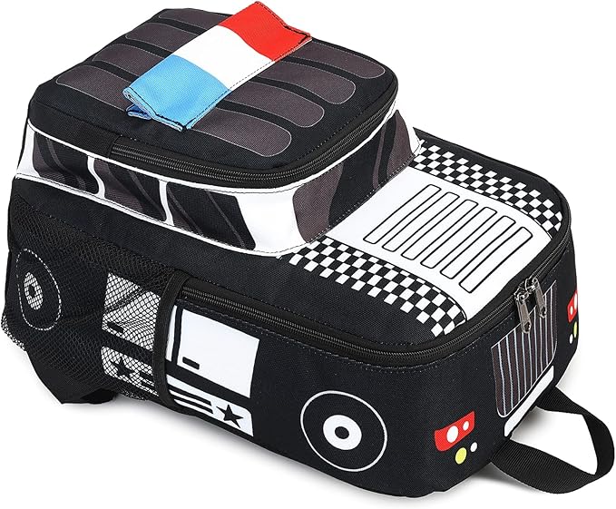 Kids School Backpack with Lunch Box for Boy Kindergarten BookBag School Bag Preschool Kindergarten Toddler Backpack (Police Car)