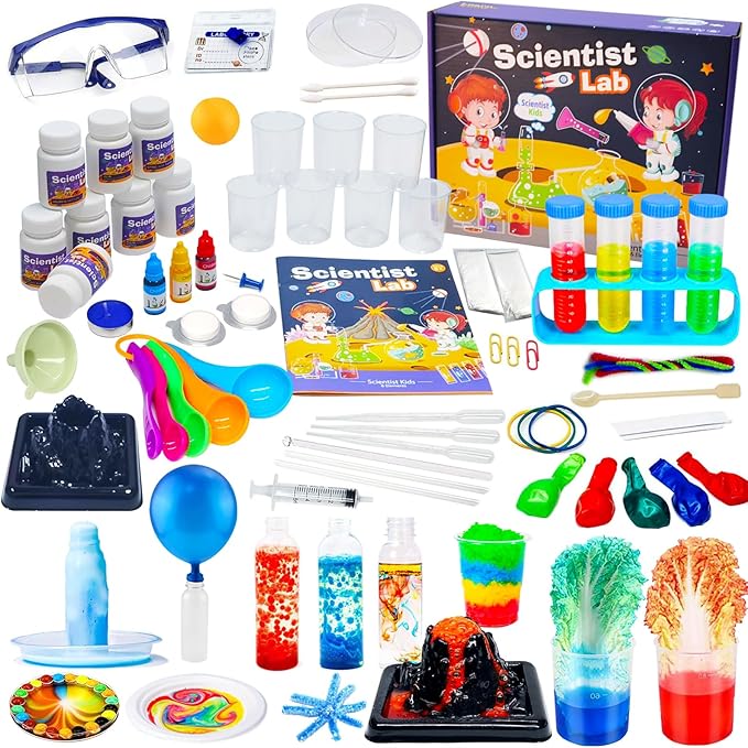 Science Kits for Kids 72+ Science Lab Experiments Erupting Volcano,Rainbow Rain,Artificial Snow Magic Chemistry Toy DIY Science Educational Learning Kit for Boys Girls