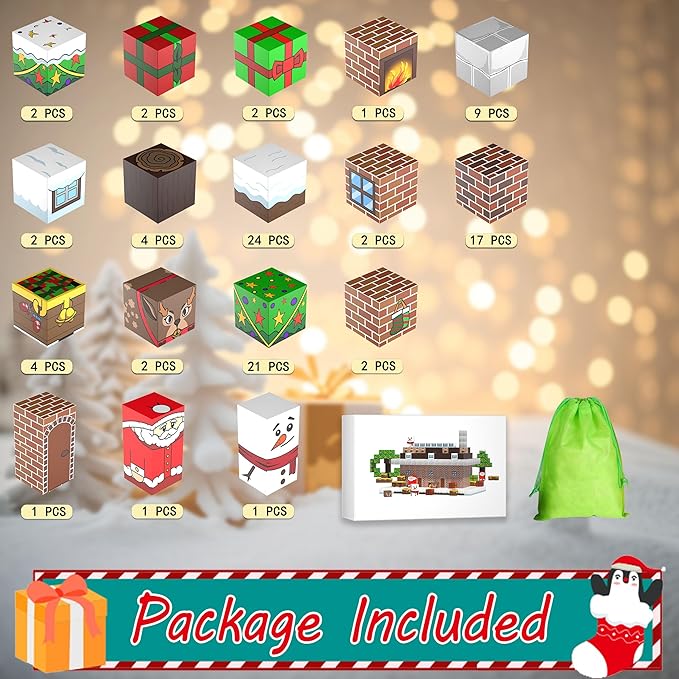 100PCS Magnetic Blocks for Kids Christmas, Build My Pixel World Magnetic Building Cubes Blocks, STEM Stacking Magnets Construction Toys Birthday Gifts for Boys and Girls Age 3+ Years Old
