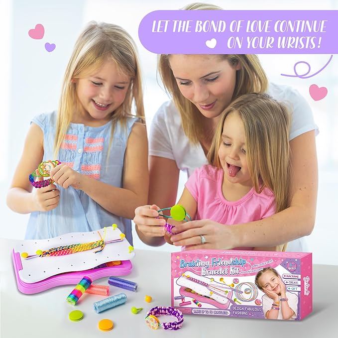 GIRLINK Kids Bracelet Making Kit- DIY String Bracelet Making Kit Girl Toys - String Bracelets Maker Craft for Ages 6-12 Children's Day Gift Birthday Gifts Ideas for Girls