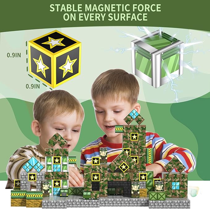 130PCS Mine Magnetic Blocks Build My World Set Magnet Tiles Building Block Toys, Pixel Magnetic Cubes for STEM Stacking Magnets Sensory Toys for Preschool Kids Toddler Boys Girls Age 3+ Years Old