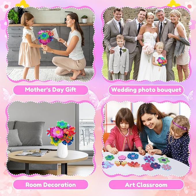 Poke in Fun Art Flower Craft Kits for Kids, Gifts for 6 7 8 9 10 Year Old Girls Art Supplies Activity,Creative Educational Toys for Girls & Boys Age 5-12,Birthday Gifts,Party Favours & Home Décor