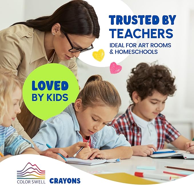 Color Swell Bulk Crayon Pack - 1680 Crayons in 24 Vibrant Colors of Teacher Quality Durable Bulk Crayons for Classroom and Home