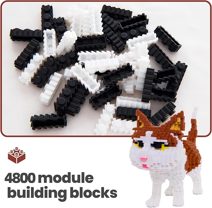 Cat Micro Building Blocks Set, Animal Yellow Cat DIY Mini 3D Building Toy Bricks Kit Gift for Adults and Kids,4800 Pieces