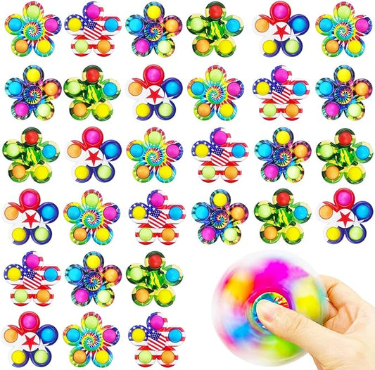 30 Fidget Spinners Toys, Party Favors Gifts for Kid,Pop Fidget Spinner Pack Bulk, Little Sensory Fidget Toys Pack, Classroom Prizes for Girls Boys Students