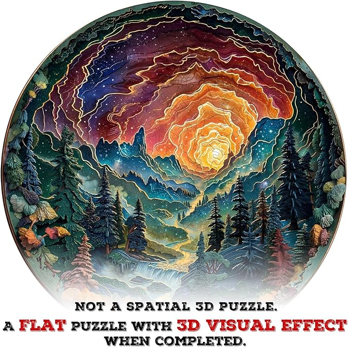 Wooden Puzzles for Adults, 3D Cave Sky Wooden Puzzles 100 Pieces, Unique Animal Shaped Wood Challenging Jigsaw Puzzles Gifts for Adults, 8.5x8.5in