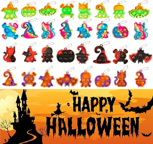 32Pcs Halloween Mini Pop Fidget Toys Packs for Kids Girls Boys Halloween Party Favors Halloween Treat Bags Gifts Stress Relief