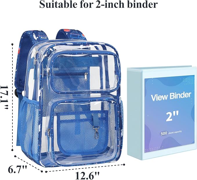 PACKISM Clear Backpack for School - 17 inch Large Heavy Duty Clear Bookbag, See Through PVC Backpacks (for age 12 above)