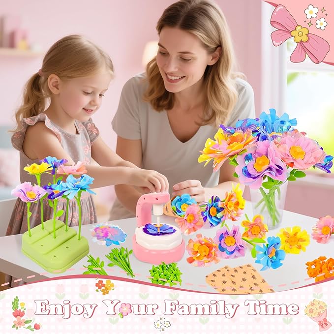 HOLYOWL DIY Flower Bouquets Craft Kits for Kids, Build Your Flower Bouquet Making Kits Educational Activity Toy Birthday Gifts for 4 5 6 7 8 9+ Years Old Toddler Girls & Boys