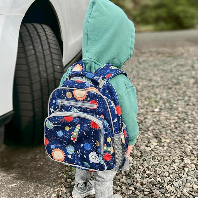 mibasies Toddler Backpack for Boys 2-4: Cute Kids Backpacks Boys - Preschool Kindergarten Backpack - Galaxy LightGray
