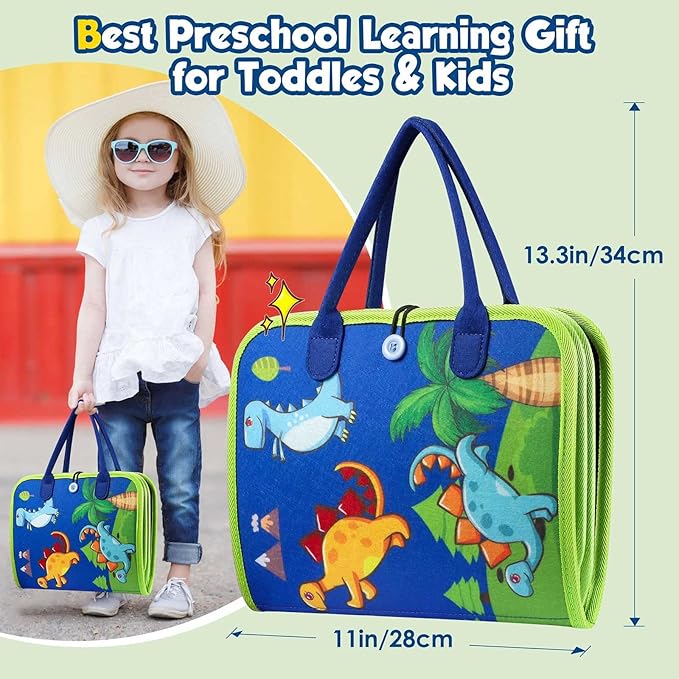 Toddler Busy Board - Montessori Toys for Toddler Boy Birthday Gift, Educational Learning Sensory Busy Book for Toddler Boys, Toddlers Activities Travel Toys for Airplane Car