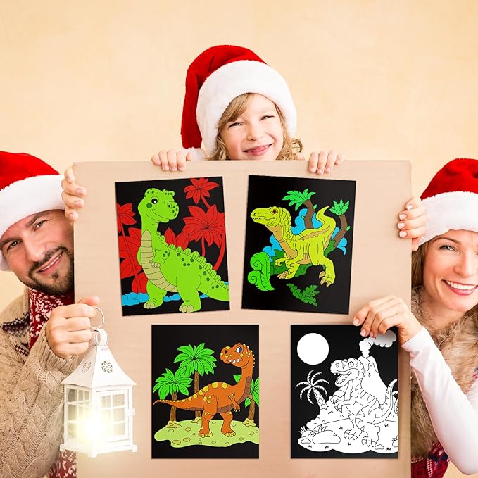 Zhanmai 48 Pack of 8 x 10 Inches Back to School Dinosaur Velvet Coloring Posters Party Favors and 12 Pcs Watercolor Pens for Adults Teenagers Large Poster for Classroom Holiday Arts Crafts