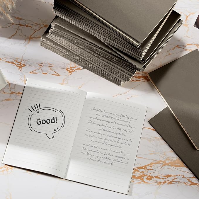 Sepamoon 150 Pack Kraft Notebook Journals 5.82 Inch x 4.13 Inch A6 Softcover Notebooks Bulk for Kids Student Writing Sketch Travel Journal Office Notepad with 48 Pages 24 Sheets, Lined(Dark Gray)