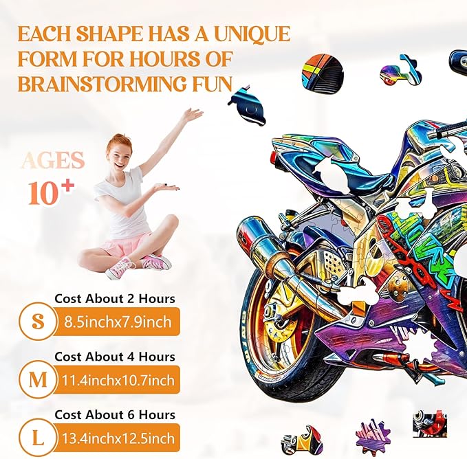 Wooden Puzzles for Adults, Wooden Jigsaw Puzzles for Adults Kids, Motorcycle Wooden Puzzle Unique Shaped Wood Puzzles Adult, Creative Birthday Gifts for Friends Family Game (13.4 * 12.5in 275pcs)