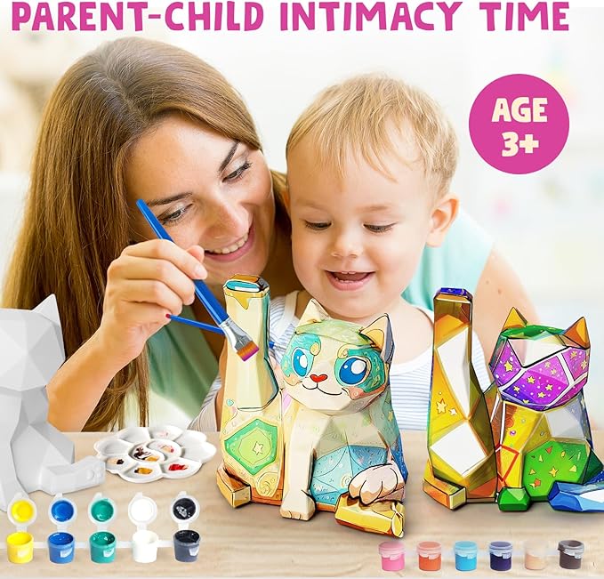 Paint Your Own Yoga Cat Lamp Kit, DIY Cat Crafts Night Light, Arts & Crafts for Kids Age 8-12, Art Supplies Painting Kit, Birthday Easter Party Holiday Gift for Teens Girls Boys Age 3 4 5 6 7 8+