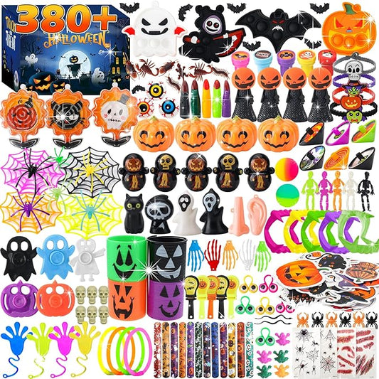 380PCS+ Halloween Party Favors for Kids - Halloween Toys Bulk for Goodie Bag Stuffers, Trick or Treat and Classroom Prizes, Fidget Toys Bulk for Boys Girls