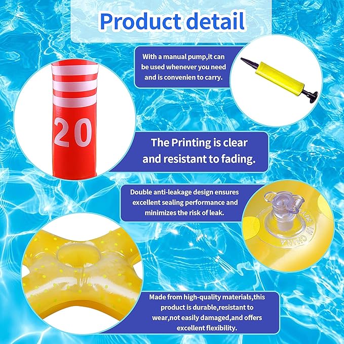 Pool Games Set-8 Inflatable Rings,Inflatable Basketball Hoop,Cactus Toss Game,Cross Toss Game and 2 Inflatable Small Basketballs-Perfect Water Toys for Kids,Teens and Adults