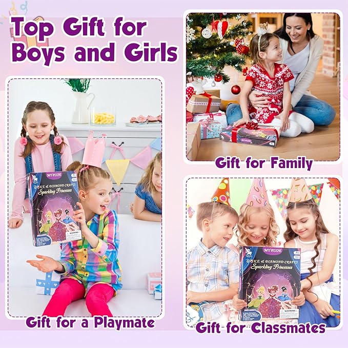 Poke Art Kits for Girls, Arts and Crafts for Kids 4-8, DIY Creative Activity Toys, Birthday Gifts for Girls 4 5 6 7 8 9 10 (Princess)