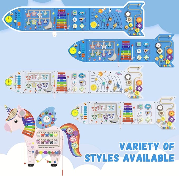 Spocold Rocket Panels - Sensory Toddler Wall Toys (5pcs Blue)