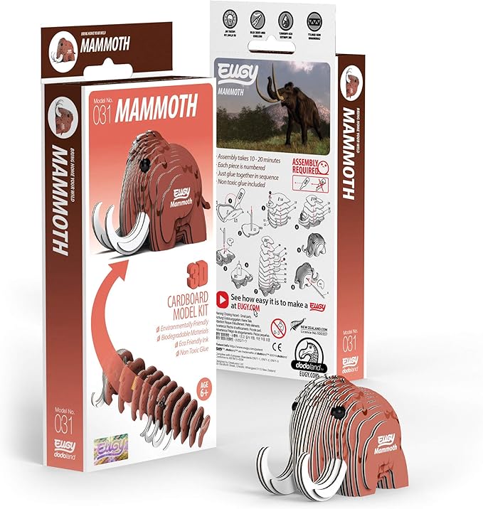 Eugy Mammoth 3D Puzzle, 22 Piece Eco-Friendly Educational Toy Puzzles for Boys, Girls & Kids Ages 6+