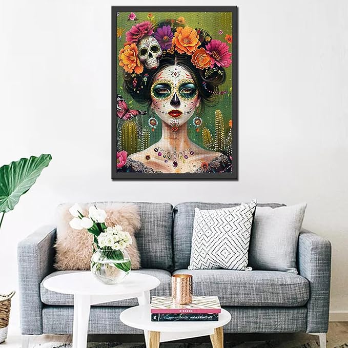 Tucocoo Day of The Dead Female Jigsaw Puzzles for Adults 1000 Pieces, Flowers Skull Girl Portrait Art Puzzle Colorful DIY Craft Puzzles for Home Decoration Gift, Family Puzzle Perfect for Game Nights