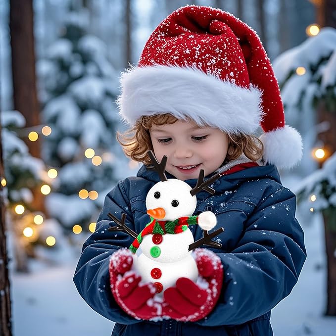 Shemira 12 Pack DIY Snowman Kit, Christmas Crafts for Kids, Modeling Air Dry Clay Craft Kits for Kids, DIY Christmas Ornaments Kits,Party Favors Stocking Stuffers