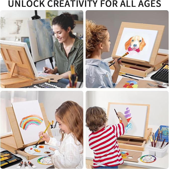 149Pcs Deluxe Artist Painting Set with Aluminum and Beech Wood Easel, 48 Colors Acrylic & Oil Paints, 24 Colors Watercolor Paints, Art Paint Supplies for Artists, Beginner & Adults