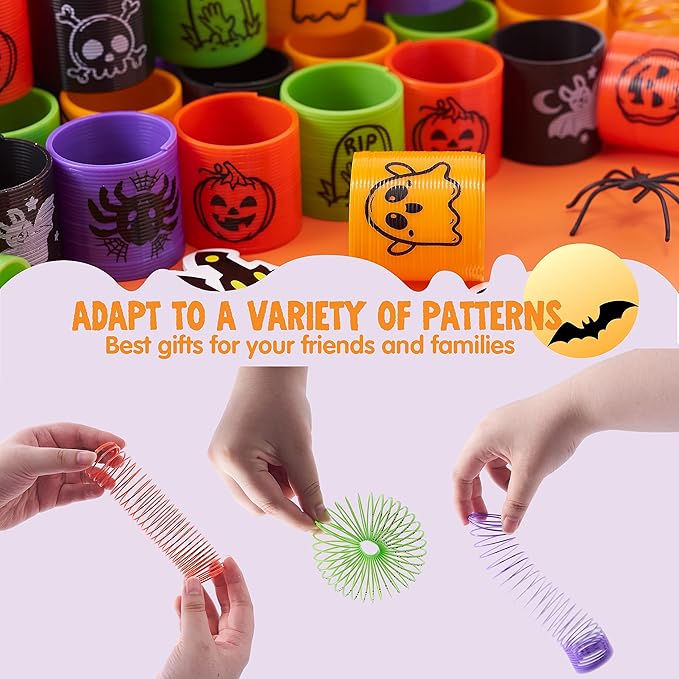 JOYIN 60 PCS Halloween Coil Spring for Kids, Mini Magic Springs Toys, Fidget Stress Coils Toy for Halloween Party Favors, Trick or Treat Bags Stuffers, Classroom Exchange, Carnival Game Prizes