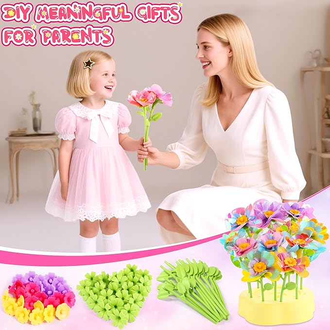 Kids Crafts, Arts and Crafts for Kids 4-6, Craft Kits, Frozen Toys, Fabric Flower Bouquets Toys, 6 Year Old Girl Birthday Gift, 8 Year Old Girl Birthday Gift, Christmas Gifts Halloween Crafts