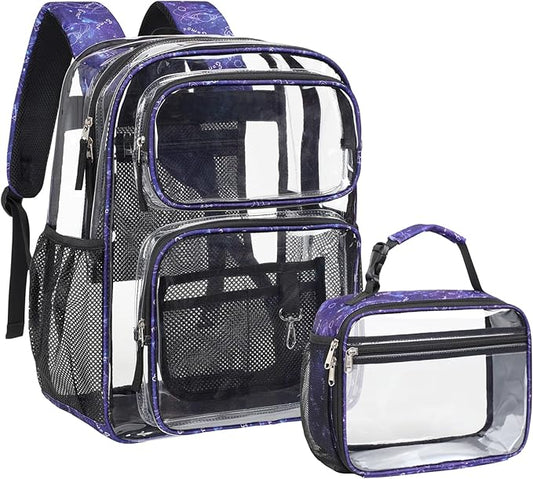 PACKISM Clear Backpack for School - 17 inch Large Heavy Duty Clear Bookbag, See Through PVC Backpacks (for age 12 above)